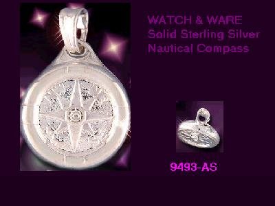 NEW Ship's Compass or Wheel Sterling Silver Charm or Pendant