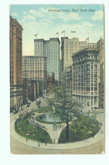 73627 NY New York City Vintage Postcard Bowling Green 1922