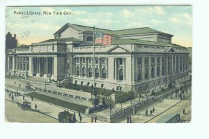 NY New York City Vintage Postcard Public Library 1913