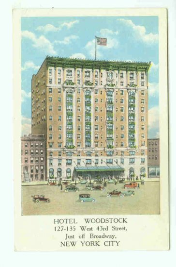 73639 NY New York City Vintage Postcard Hotel Woodstock