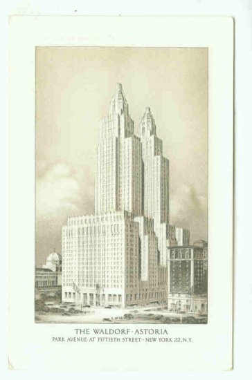 73645 NY New York City Vintage Postcard Waldorf Astoria Hotel