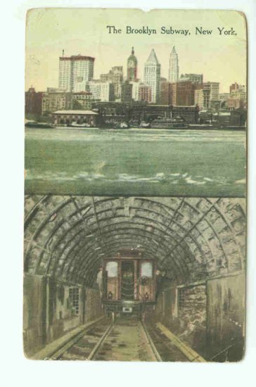 73647 NY New York City Vintage Postcard Brooklyn Subway