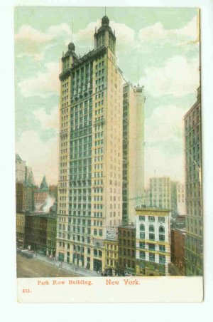 73660 NY New York City Vintage Postcard Park Row Building Early