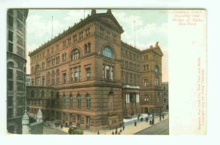 NY New York City Vintage Postcard Criminal Court Building and Bridge of Sighs