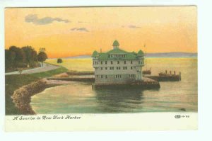 73664 NY New York City Vintage Postcard  Sunrise in New York Harbor
