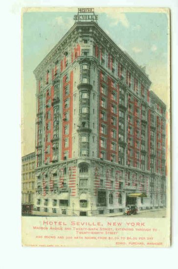 73679 NY New York City Vintage Postcard Hotel Seville 1909