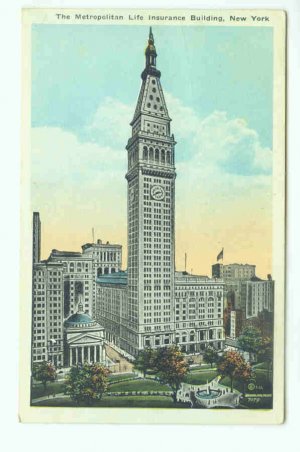 73687 NY New York City Vintage Postcard Metropolitan Life Insurance Building