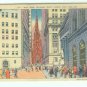 73692 NY New York City Vintage Postcard Wall Street Trinity Church