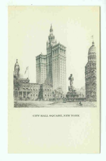 73699 NY New York City Vintage Postcard City Hall Square