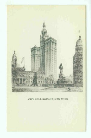 73699 NY New York City Vintage Postcard City Hall Square