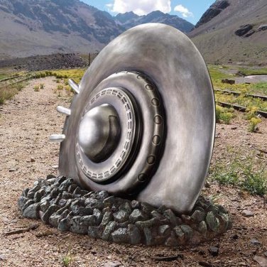 DESIGN TOSCANO Crash Landing Flying Saucer Alien Spacecraft Statue