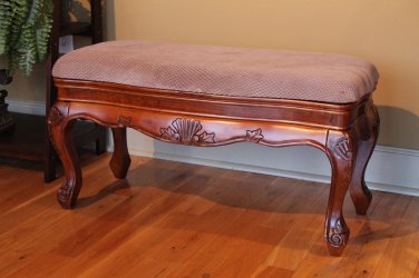 International Caravan Hand Carved Vanity Bench New!