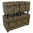 International Caravan Monoco Set of 3 Faux Lether Bench and Stools-Safari New!