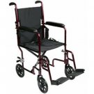 Roscoe, Aluminum Transport Chair, Burgundy