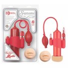 Supreme 8in. Multispeed Vibrating Penis Pump By Nasstoys With Realskin Masturbator Mouth (Red)
