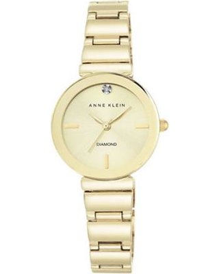 Anne Klein Women's AK/2434CHGB Diamond-Accented Gold-Tone Bracelet Watch