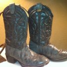Gray Leather Children's Cowboy Boots Youth 1 1/2 D VGC
