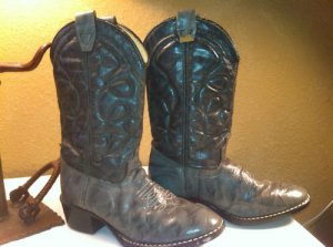 Gray Leather Children's Cowboy Boots Youth 1 1/2 D VGC