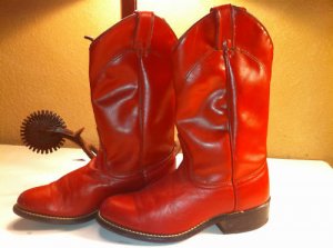 Red Leather Laredo Roper  Cowboy Boots Youth 5 B VGC
