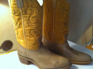 Vintage New Lizard Prnt Leather Cowboy Boots Men's 10 D