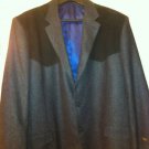 NWT $149 Western Jacket Men's 60 Reg Leather Gray Wool