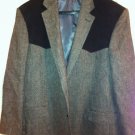 NWT $149 Western Jacket Men's 58 Reg Leather Gray Wool