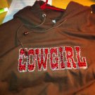 Lady's S Cute Cowgirl Western Hoodie Rhinestones LK NU