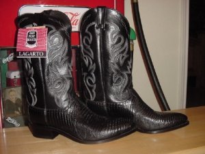 New Gorgeous Black Teju Lizard Cowboy Boots DP350 9 D