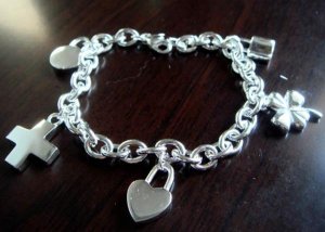 FREE P&P! 925 STERLING SILVER 5 Cute CHARM Bracelet#232