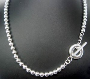 FREE P&P! 925 STERLING SILVER 6mm BEAD NECKLACE #95