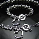 FREE P&P!925 SILVER HEART BRACELET & NECKLACE #S119