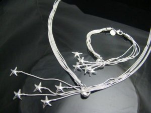 FREE P&P!925 SILVER STARFISH BRACELET & NECKLACE #S116