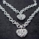 FREE P&P!925 SILVER HEART BRACELET & NECKLACE #S50