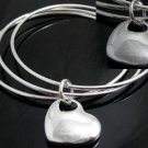 FREE P&P! 925 STERLING SILVER 3 CIRCLE HEART BANGLE #09