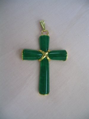 Noblest Green Jade Cross Pendant Necklace