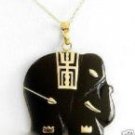 Charming black Jade Elephant Pendant Necklaces
