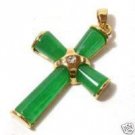 DELICATE GREEN JADE CROSS PENDANT & NECKLACE