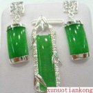 Nice green jade carved earrings pendant set