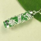 Tibet Silver Jewelry Green Jade Dragon Pendant necklace