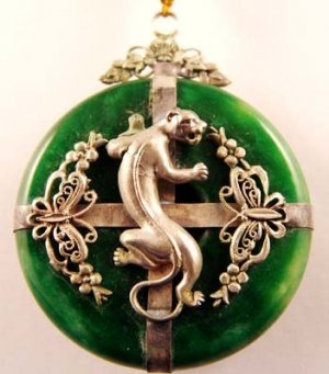 charm tibet silver jade stone 60mm high big pendant