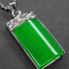 Fine Jewelry Green Jade Rectangle Pendant NecklaceFine