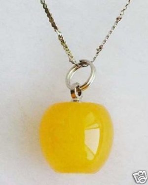 Genuine Tibet silver Jade Apple Pendant Necklace