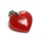 red Jade Heart Shape Silver emerald Pendant /necklace