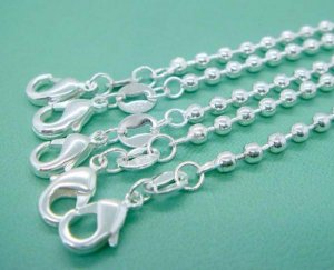 FREE P&P! 925 sterling bead chain,20"H19 5PCS