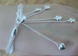 FREE P&P! 925 Sterling Silver bead chain Bracelet#177