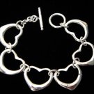 FREE P&P! 925 STERLING SILVER 6 HEART BRACELET #03