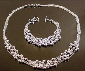 FREE P&P! 925 SILVER BEAD BRACELET & NECKLACE #S40