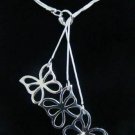 FREE P&P! 925 STERLING SILVER 3 BUTTERFLY NECKLACE #166