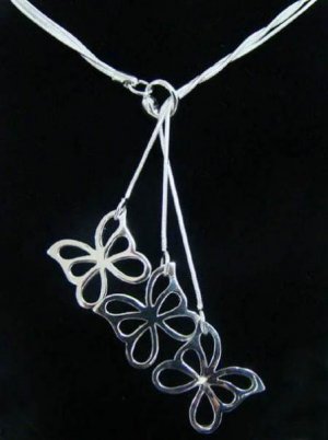 FREE P&P! 925 STERLING SILVER 3 BUTTERFLY NECKLACE #166
