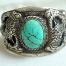 Tibet Silver Dragon Turquoise Cuff Bracelet